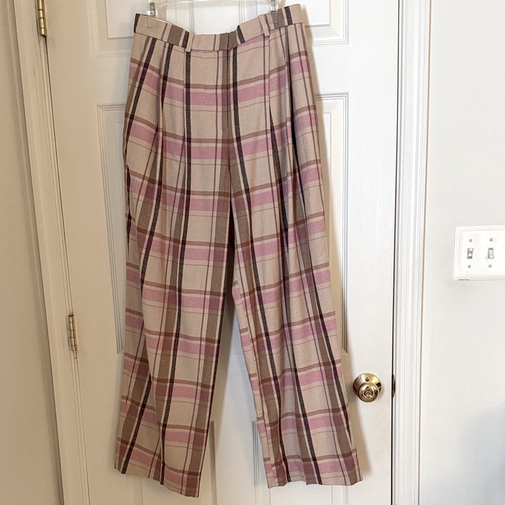 COS Plaid Trousers in Pink and Tan NEW WITH TAGS
